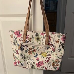 Giani Bernini Floral Tote Bag with Tan Straps